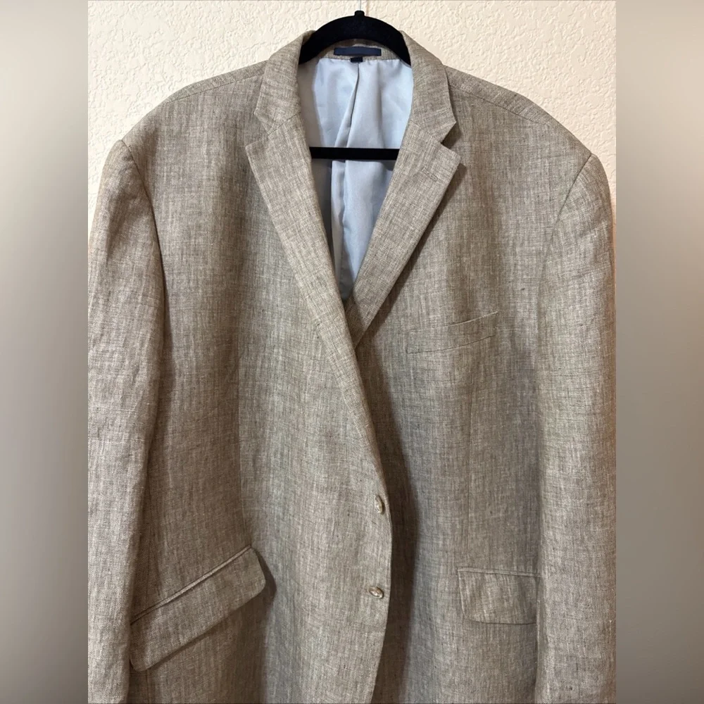 JOS A‎ BANK Tailored Fit Linen Light Brown Two Button Blazer Sport Coat Sz 52R